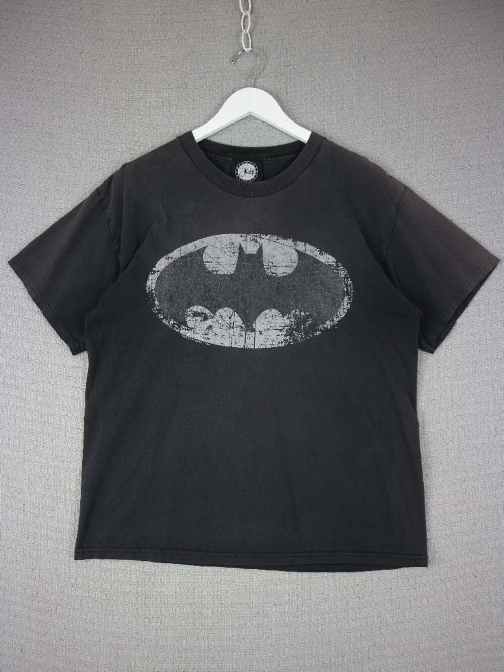 DC Comics Faded Black Batman Graphic Logo Tee Mens Large